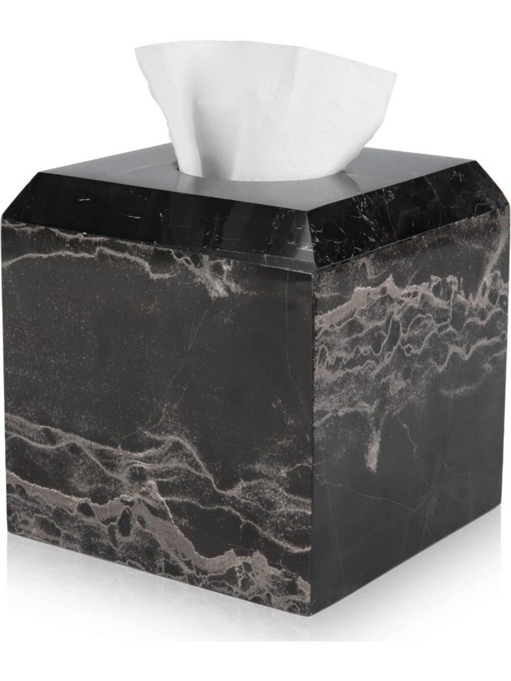 Elegant Natural Marble Tissue Box Cover - Heavy Duty Square Holder for Home